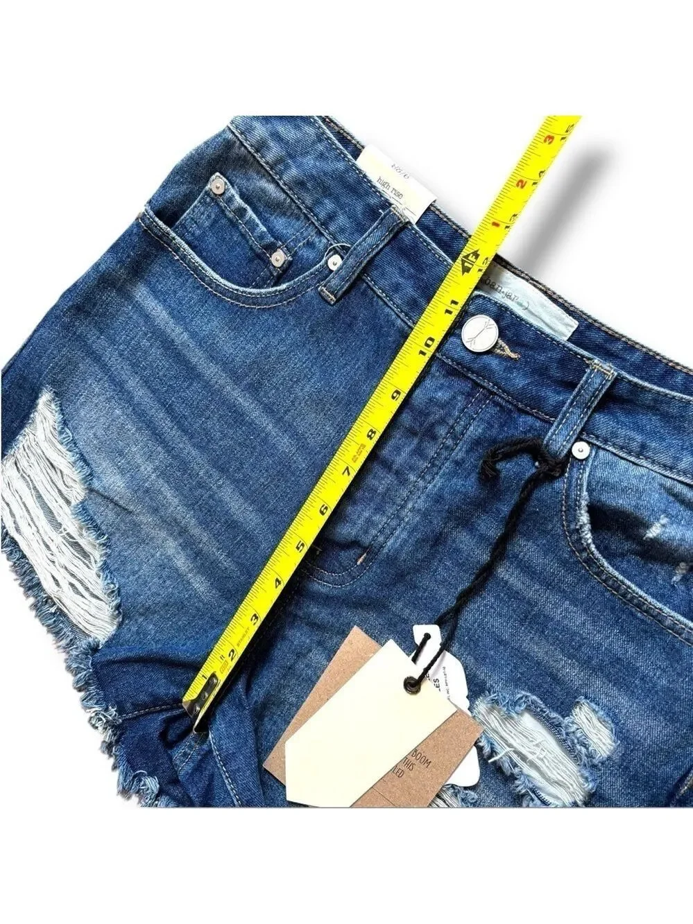 NWT Ban Jara Blue High Rise High Waisted Boho Distress Shorts - Size 9/28